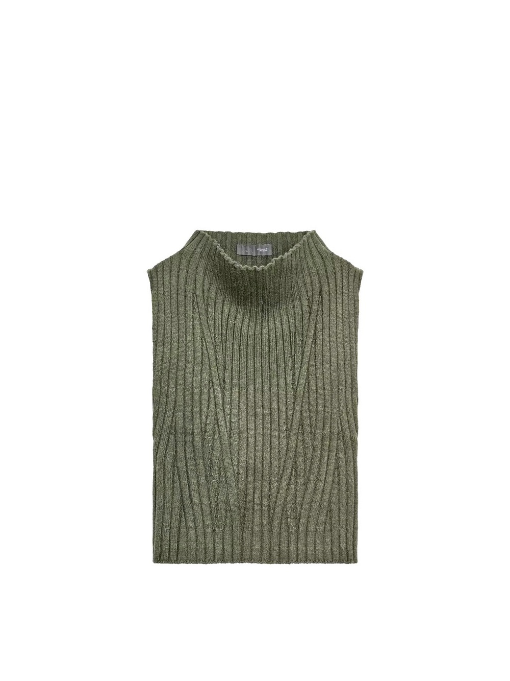 Zara Olive Green Ribbed Knit Sleeveless Sweater Vest